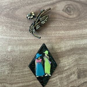 Brooch with Rhinestones and Artsy woman’s pin